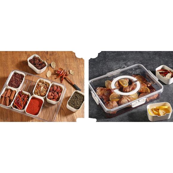 Snackle Box Container 8-Compartment Food Storage Tray with Lid & Handle Organize - Picture 5 of 10